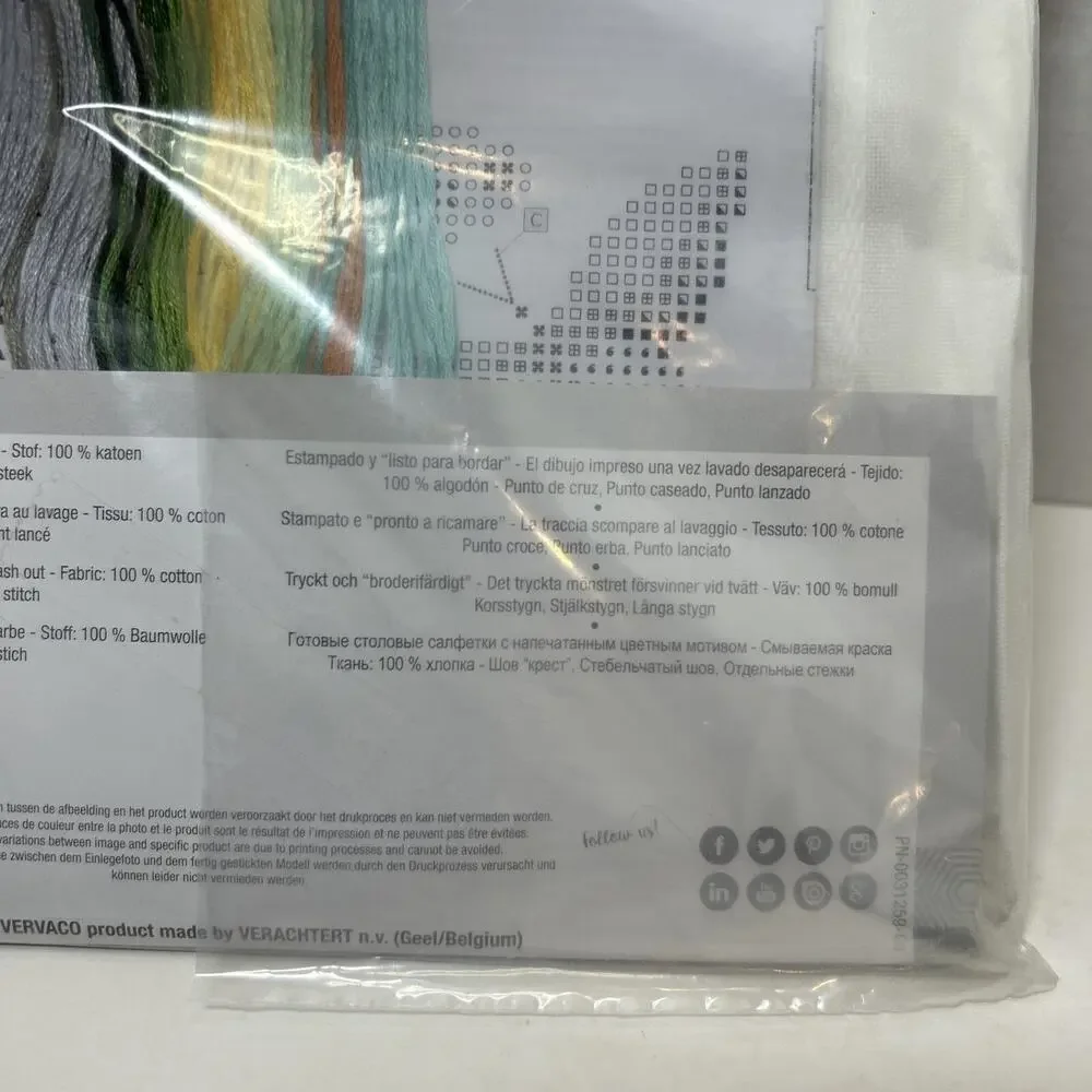 Vervaco Cross Stitch Tablecloth Runner Kit Flowers & Butterflies 16